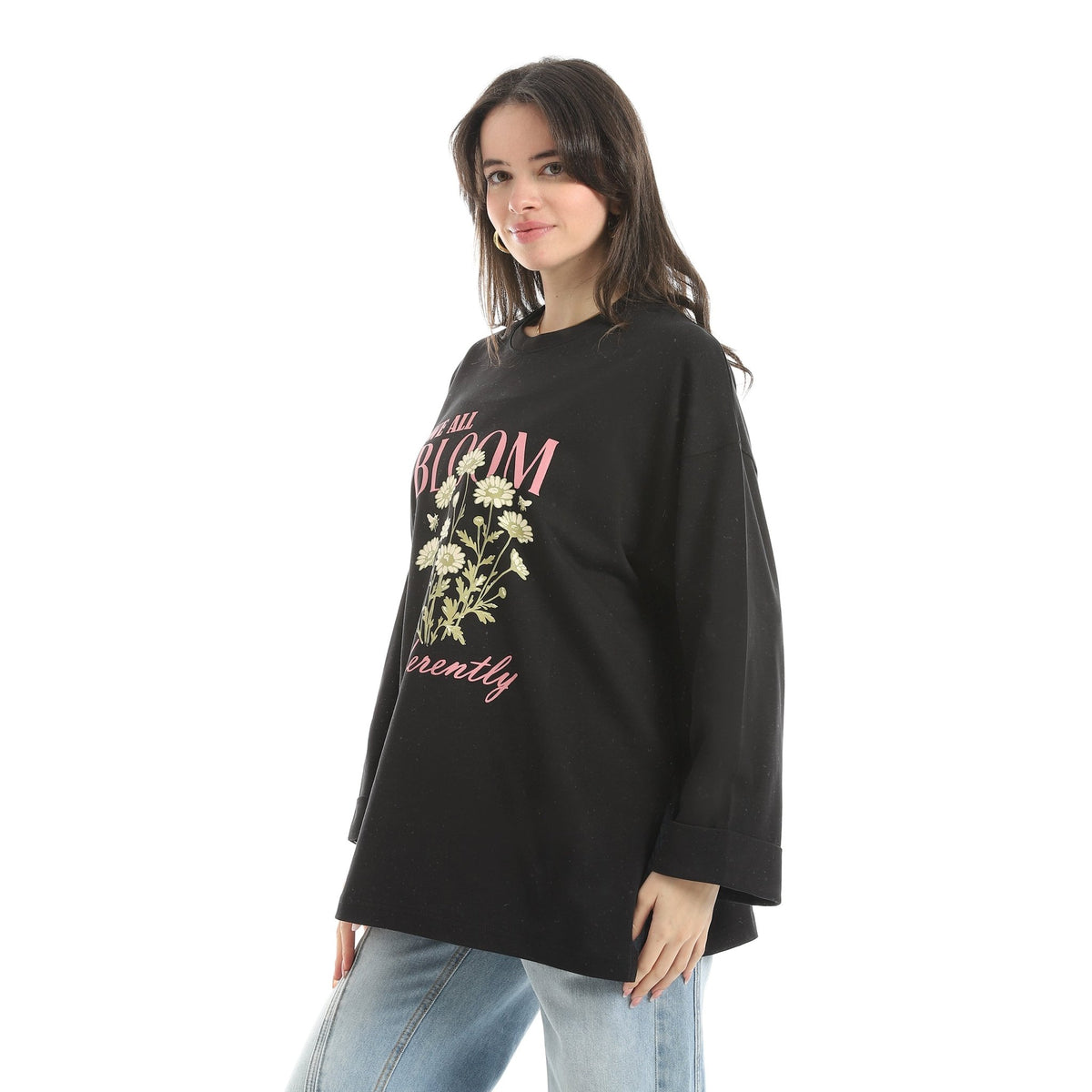 Women The Flowers T-Shirt Red Cotton - Red Cotton
