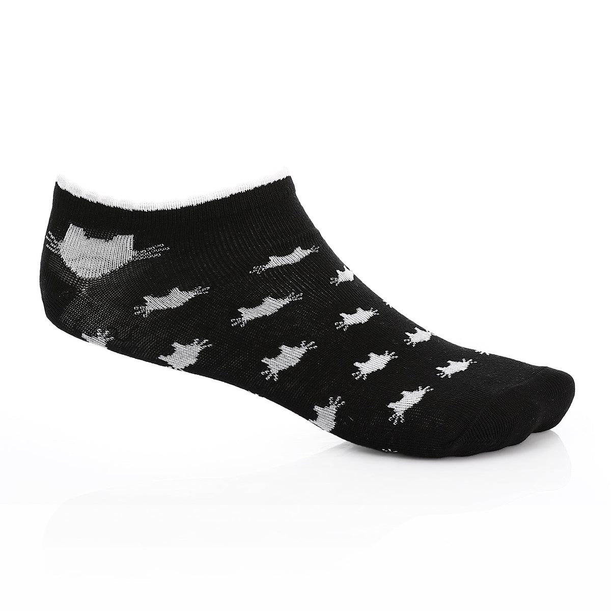 Women's Ankle Socks - Low-Cut - Black - Red Cotton