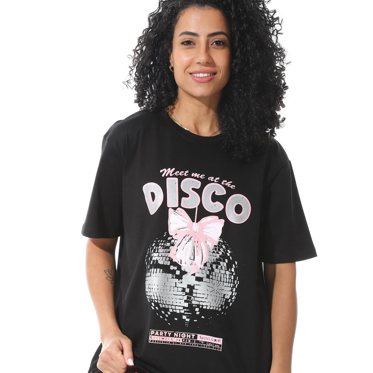 Women’s Black “Meet Me at the Disco” Graphic T-Shirt - Red Cotton