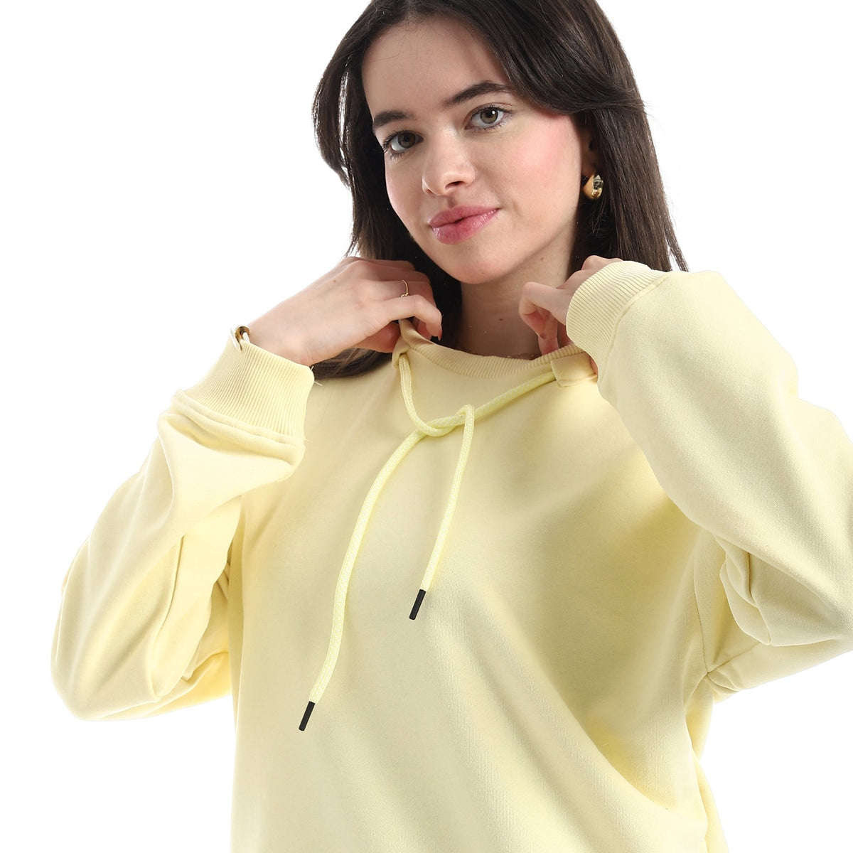 Women’s Casual Sweatshirt with Embroidered Sleeve - Red Cotton