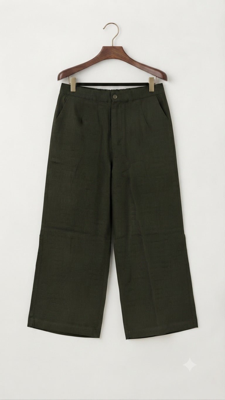 Women's High Waist Wide Leg Pants – Olive - Red Cotton