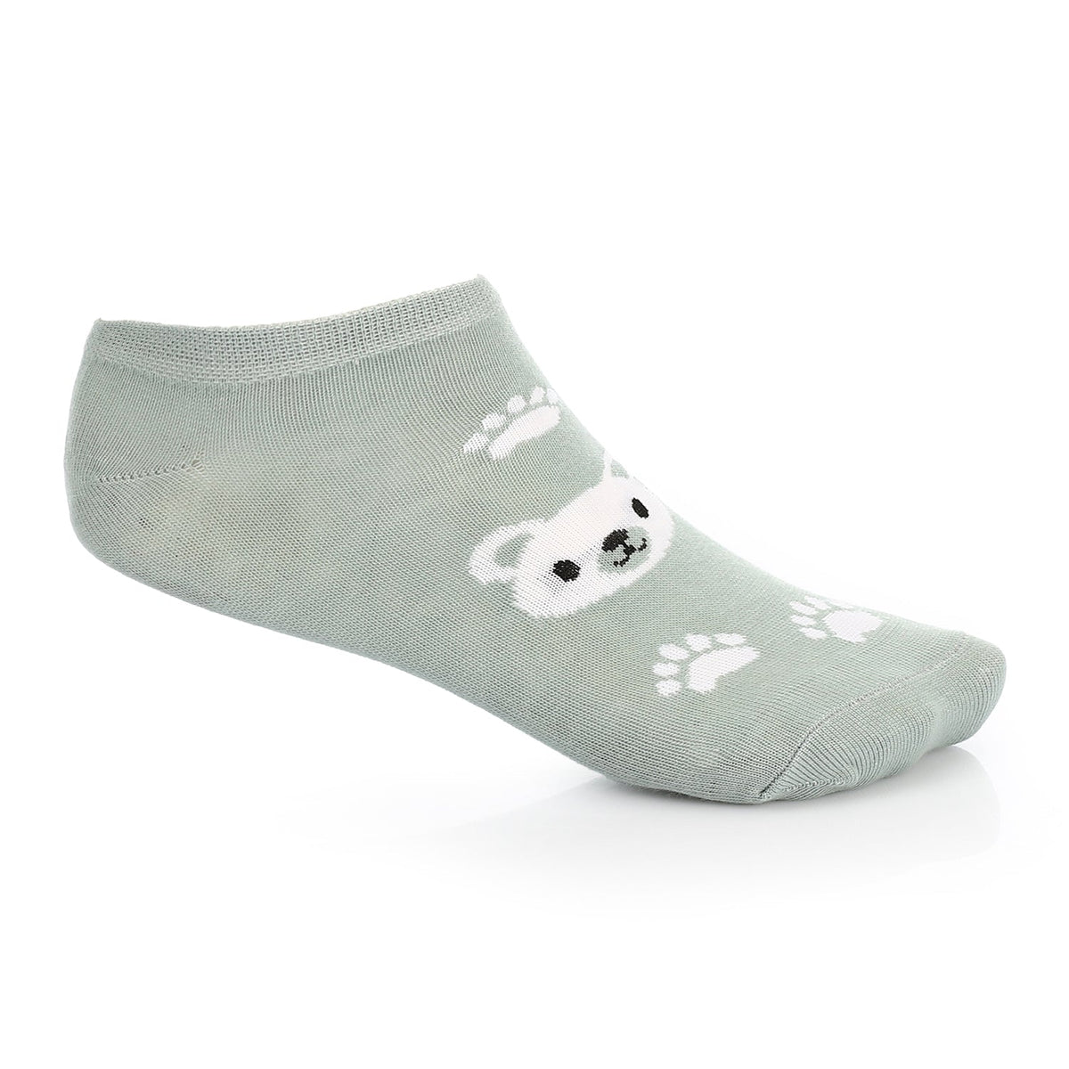 Women's No Show Socks - Mint - Red Cotton