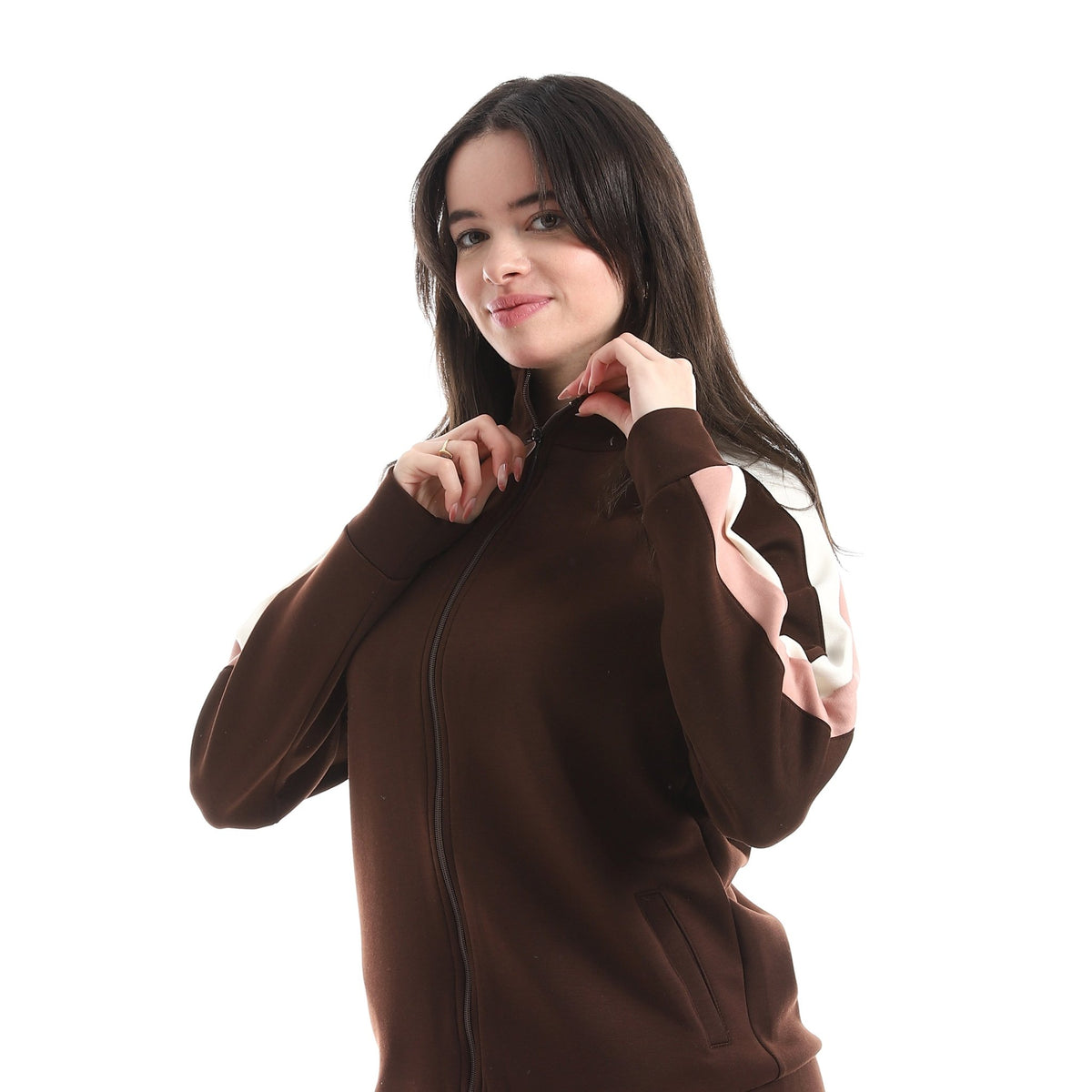 Women’s Retro-Sport Zip-Up Tracksuit Set - Red Cotton