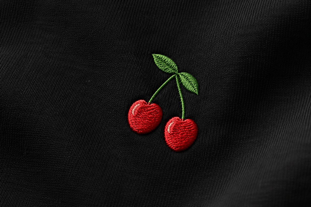 Women's round-neck embroidered suit with trousers - Red Cotton