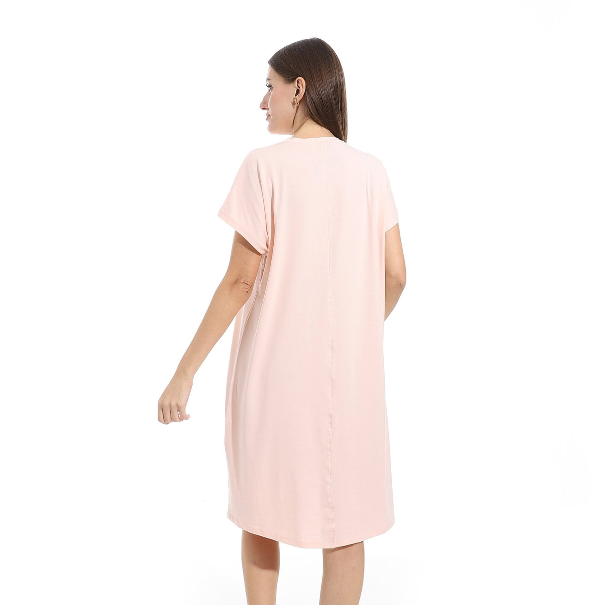 Women's Short Sleeve Cotton Nightgown, Casual & Chic Sleepwear - Simon - Red Cotton