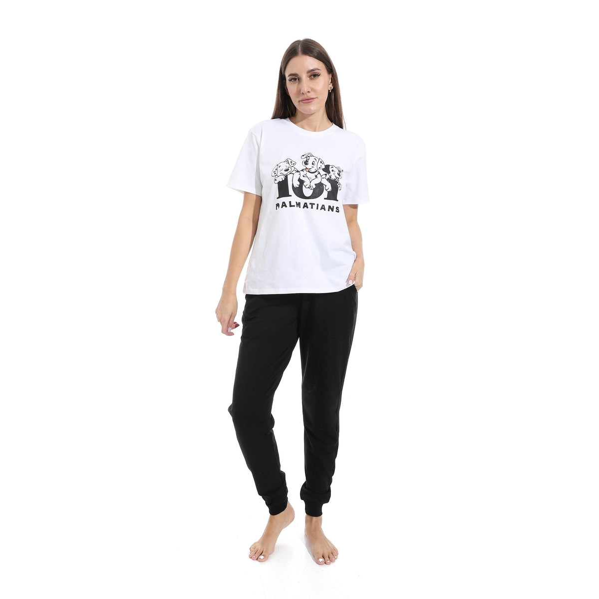 Women's Summer Active Wear Pajamas Set - Black - Red Cotton