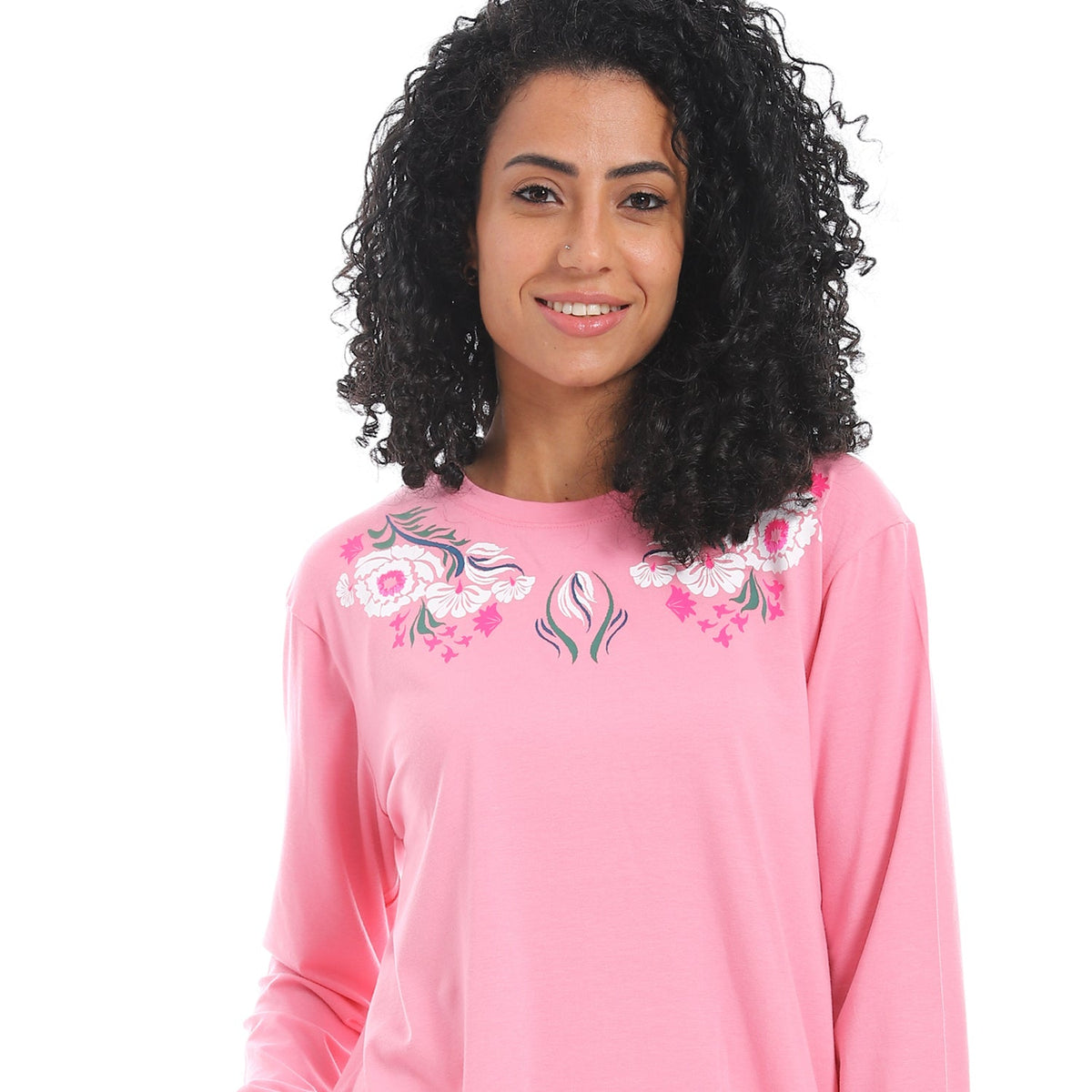 Women's Summer Pajama - Floral Pants - Rose - Red Cotton