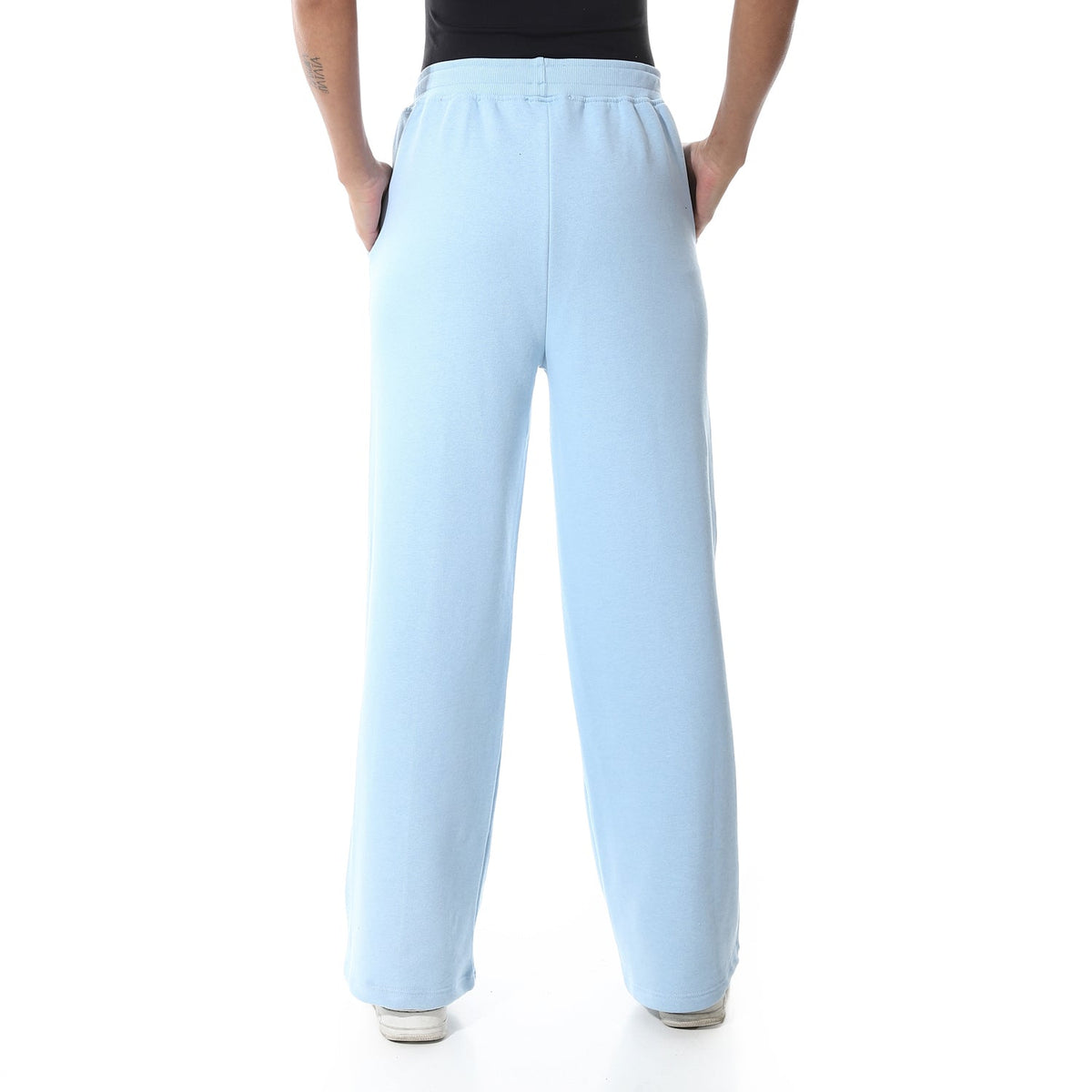 Women's Summer Wide Leg Trousers - Blue - Red Cotton
