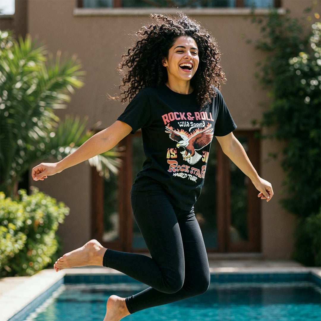 Women's Black "Rock Star" Graphic T-shirt