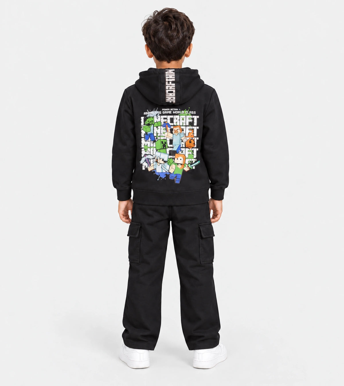 Boys’ Black Hooded Pajama Set | Red Cotton