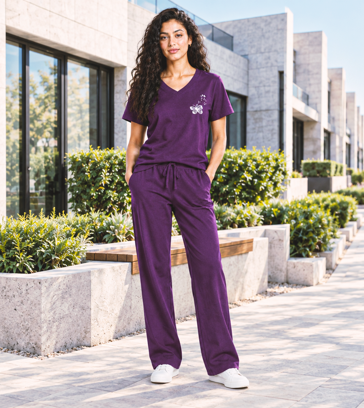 Women's Short-Sleeve Pajama Set with Pants