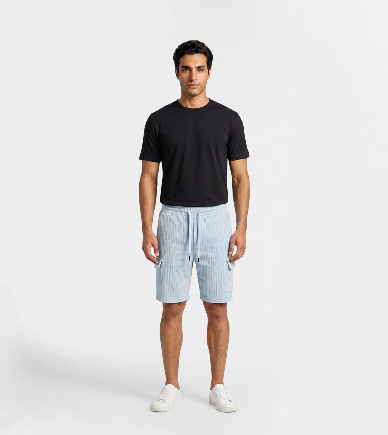 Men Ribbed Cargo Style Shorts