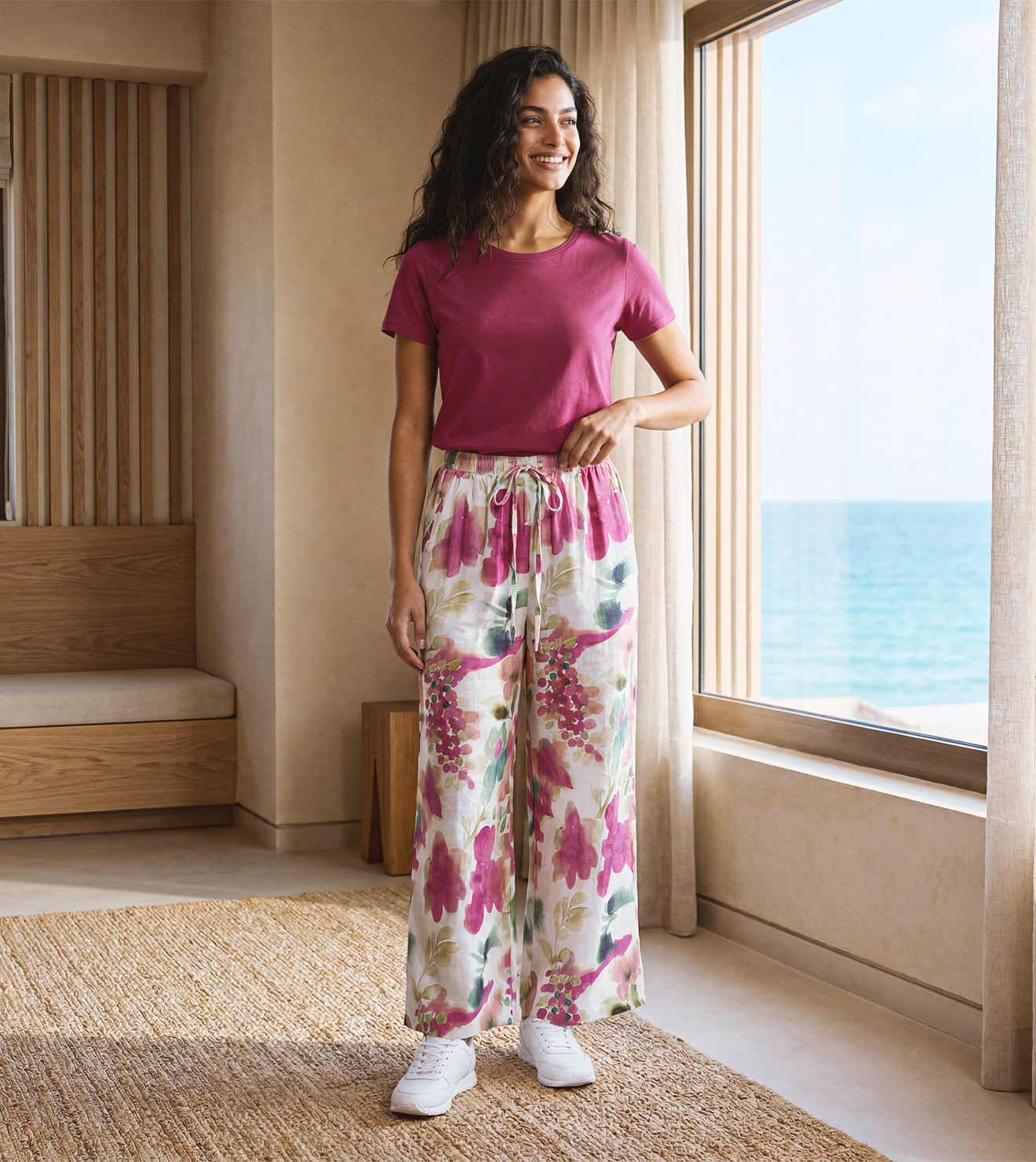 Women Linen Wide Leg Pants