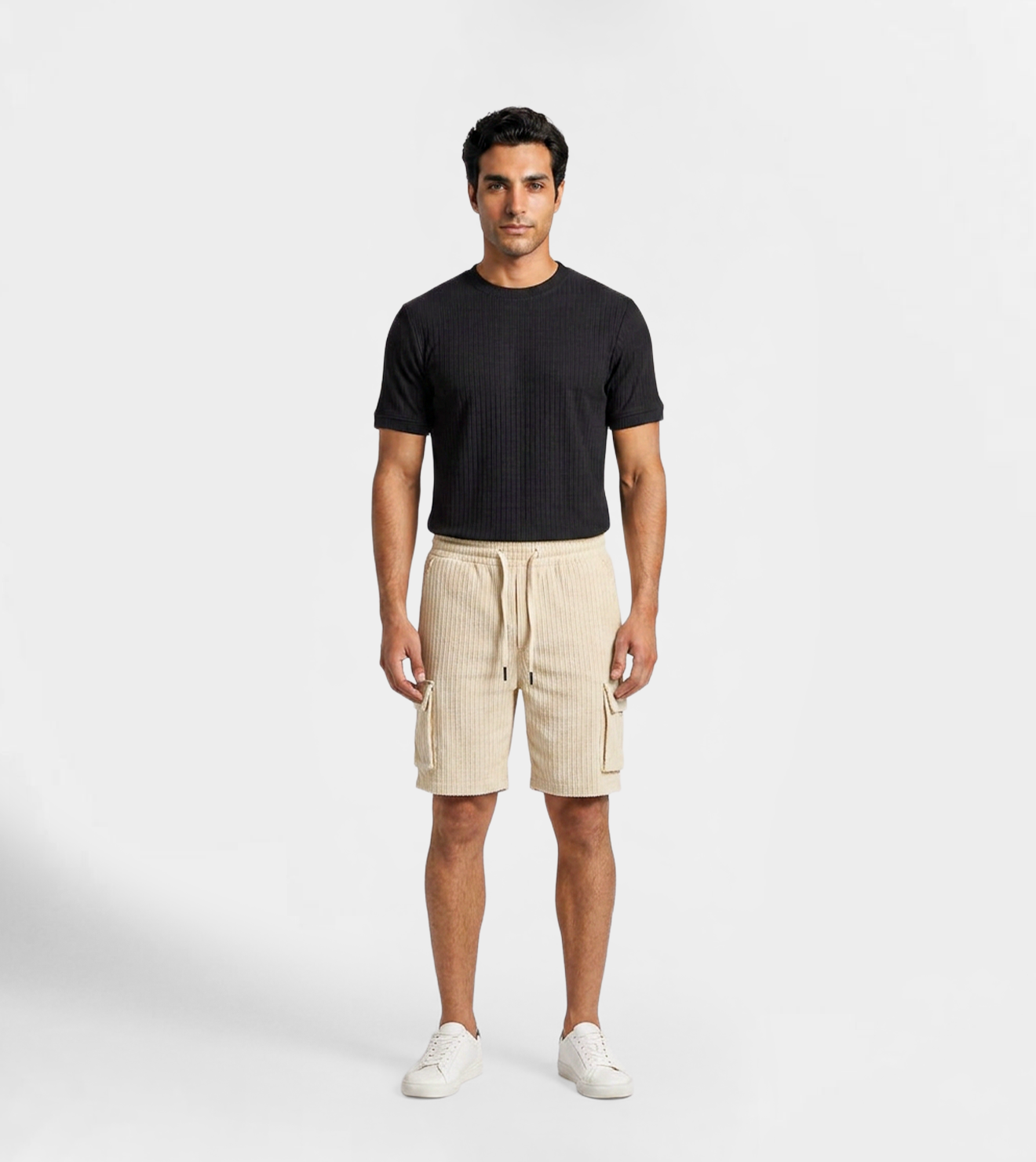 Men Ribbed Cargo Style Shorts
