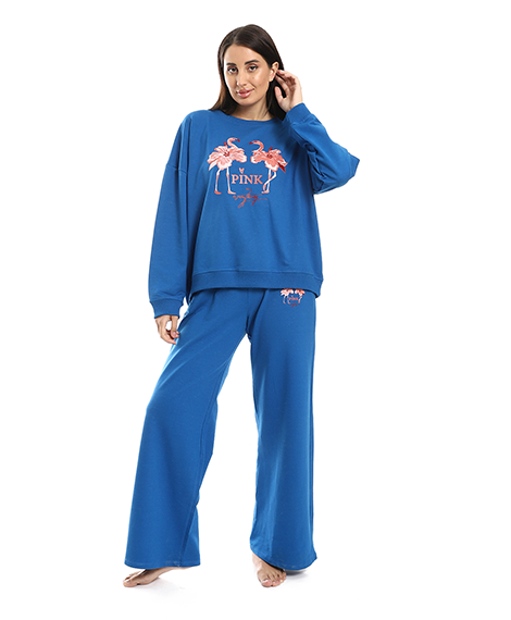 Red Cotton Women's Floral Printed Sweatshirt and Pants Set - Stylish and Comfortable Loungewear"