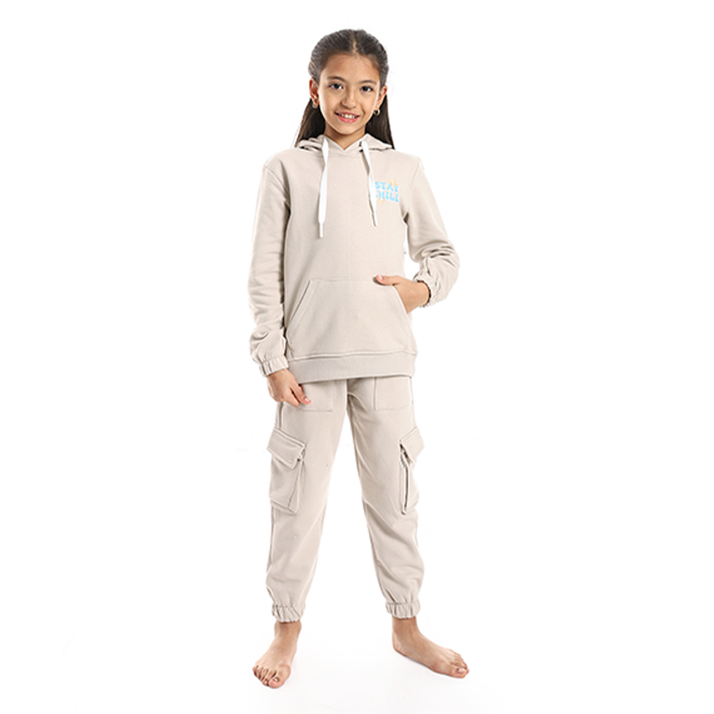 Girls' Winter Hoodie Pajamas - Beige