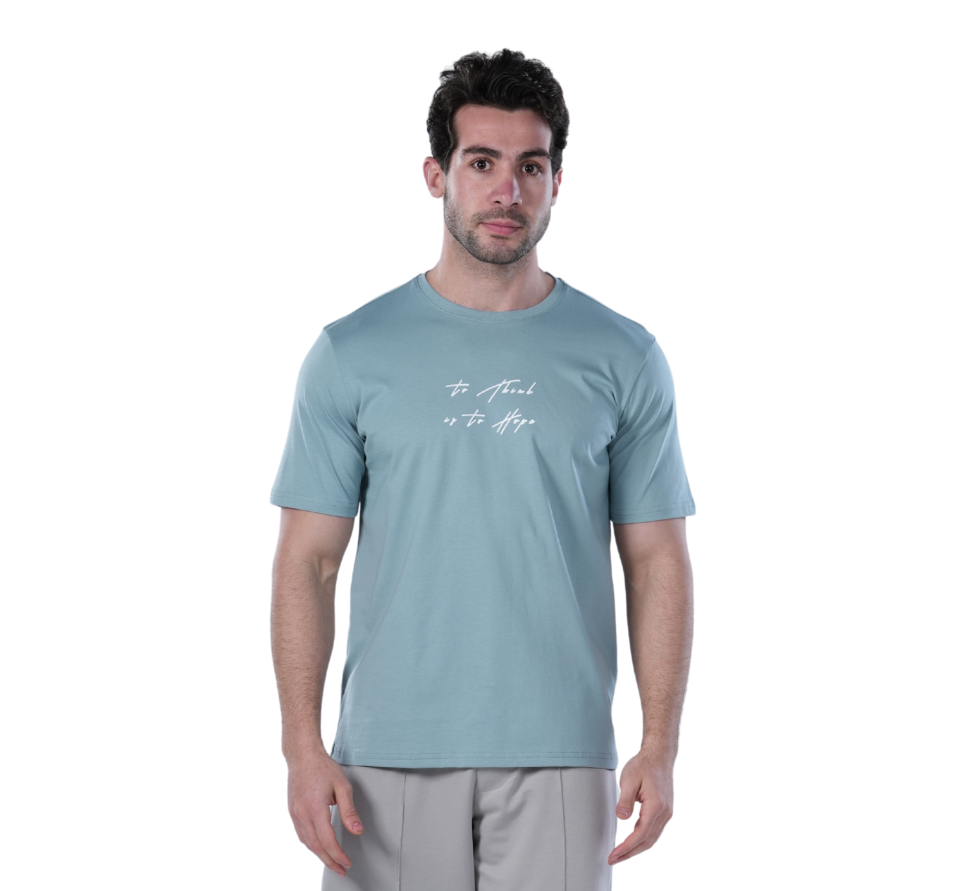 Men's Regular Fit Mint Cotton T-Shirt with Printed Design