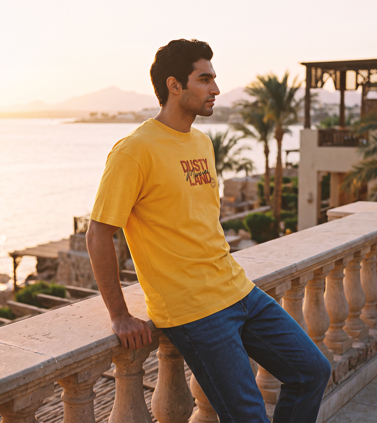Men’s Yellow T-Shirt with Front Chest Print