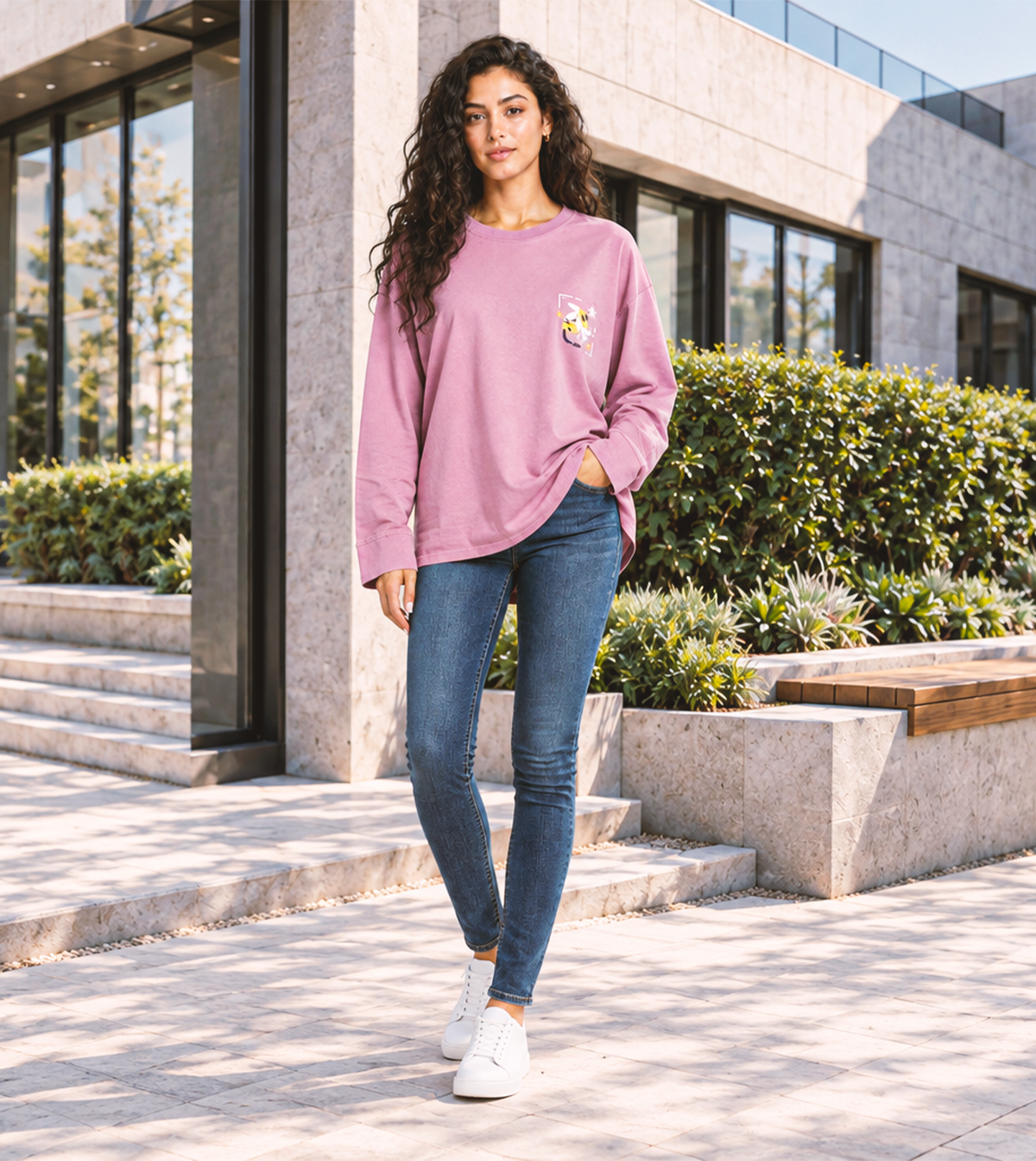 Women’s Pink Oversized Short-Sleeve T-Shirt