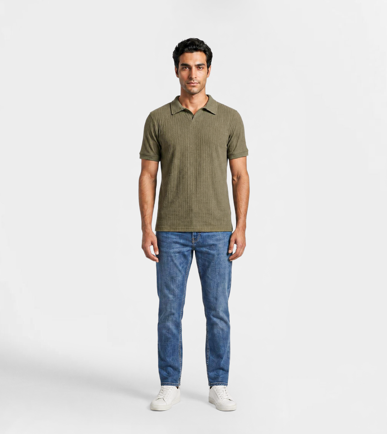 Men’s Olive Jacquard Polo T-Shirt