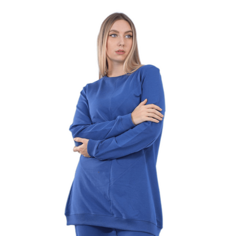 Comfy Logo Print Sweatshirt and Pants Set,Blue
