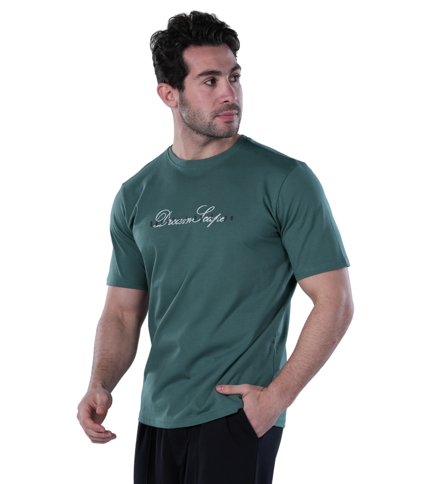 Men's Regular Fit Green T-Shirt with Printed Graphic