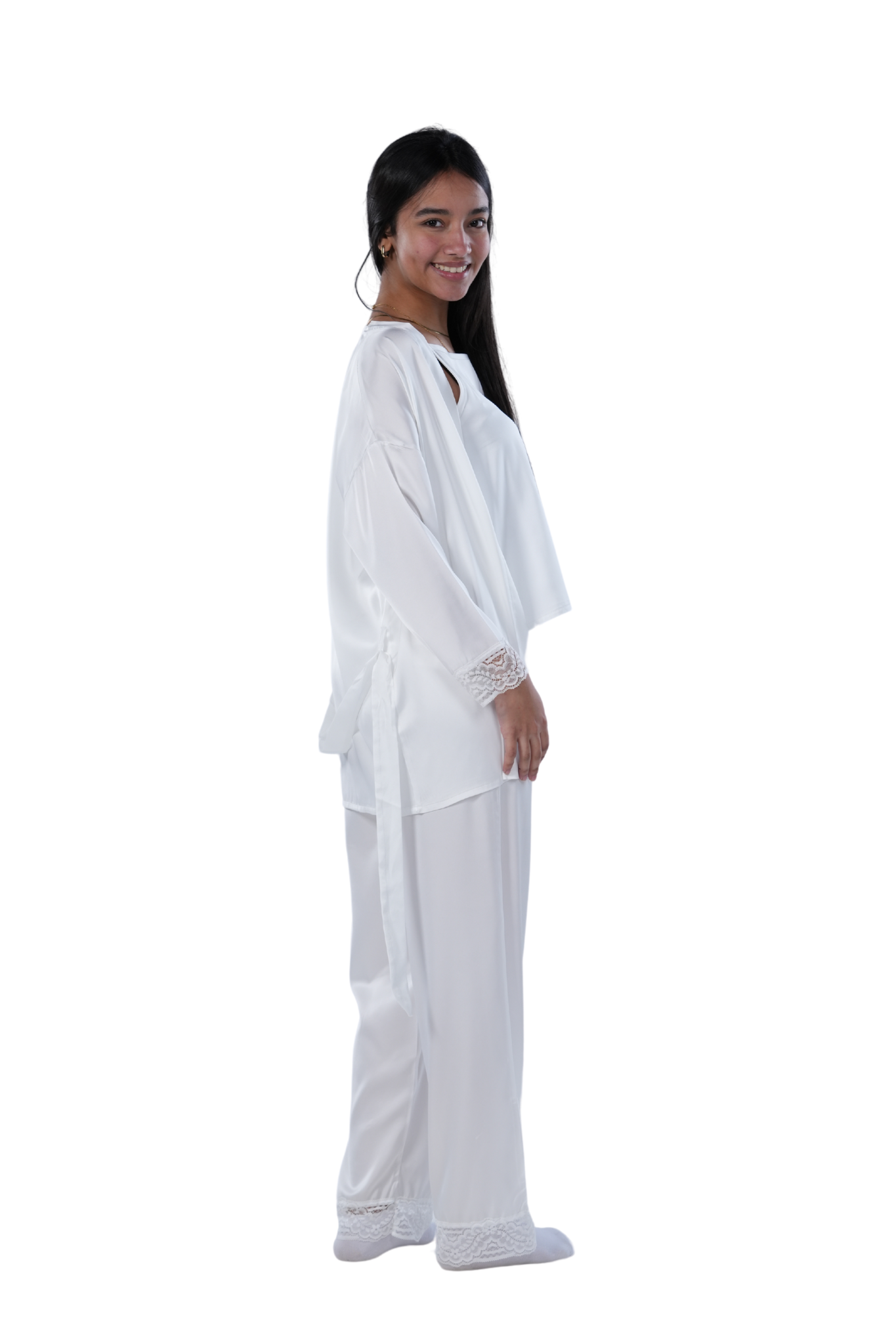 Women's 3-piece Comfort Satin pajamas -Off White