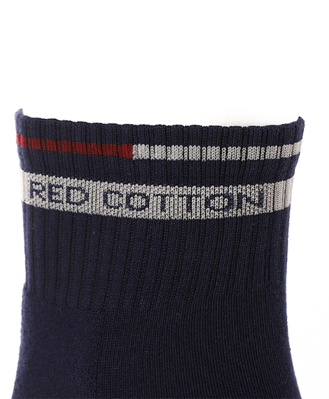 Men's Comfortable Black Crew Socks with navy and grey Stripes