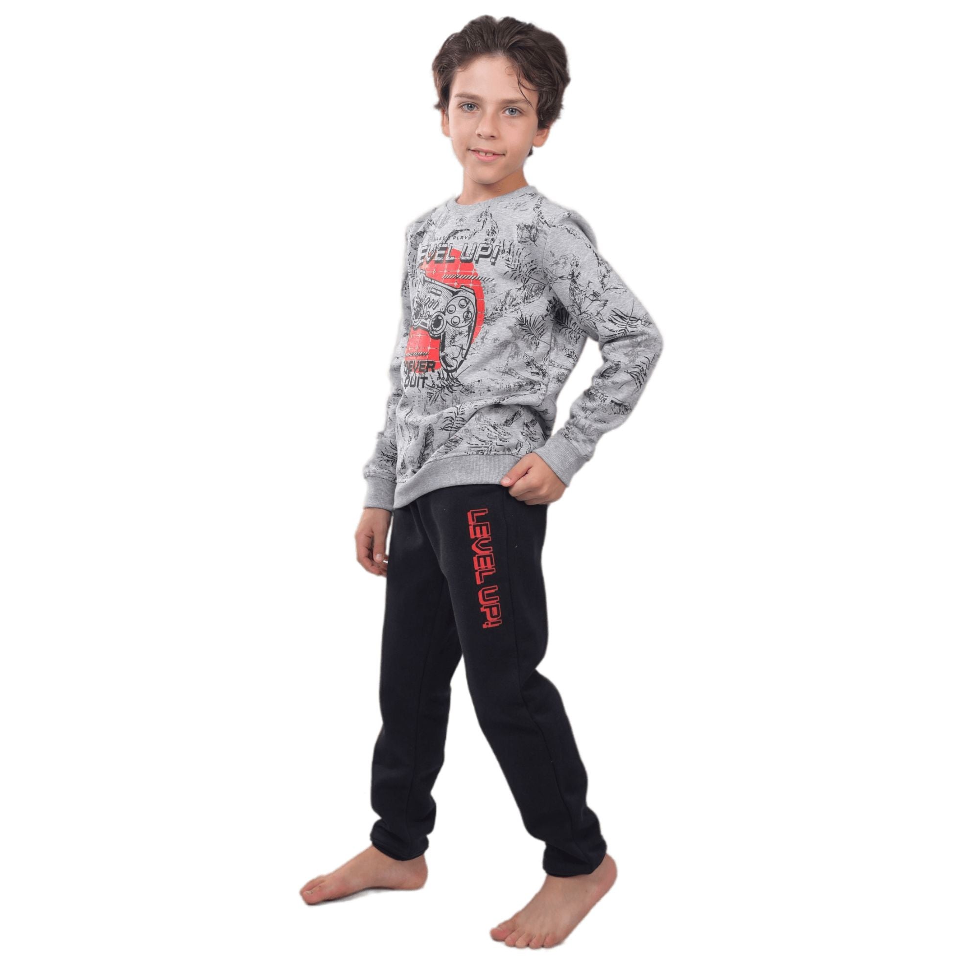 Boys' Winter Pajama Set Printed Sweatshirt & Pant