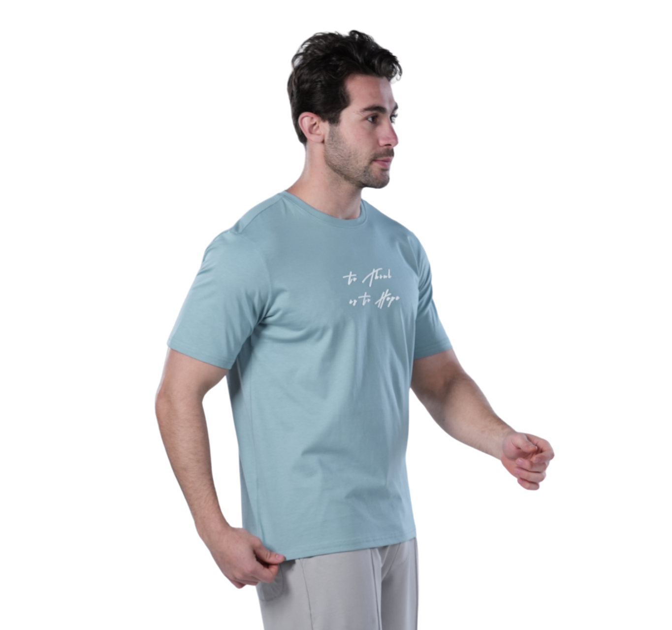 Men's Regular Fit Mint Cotton T-Shirt with Printed Design