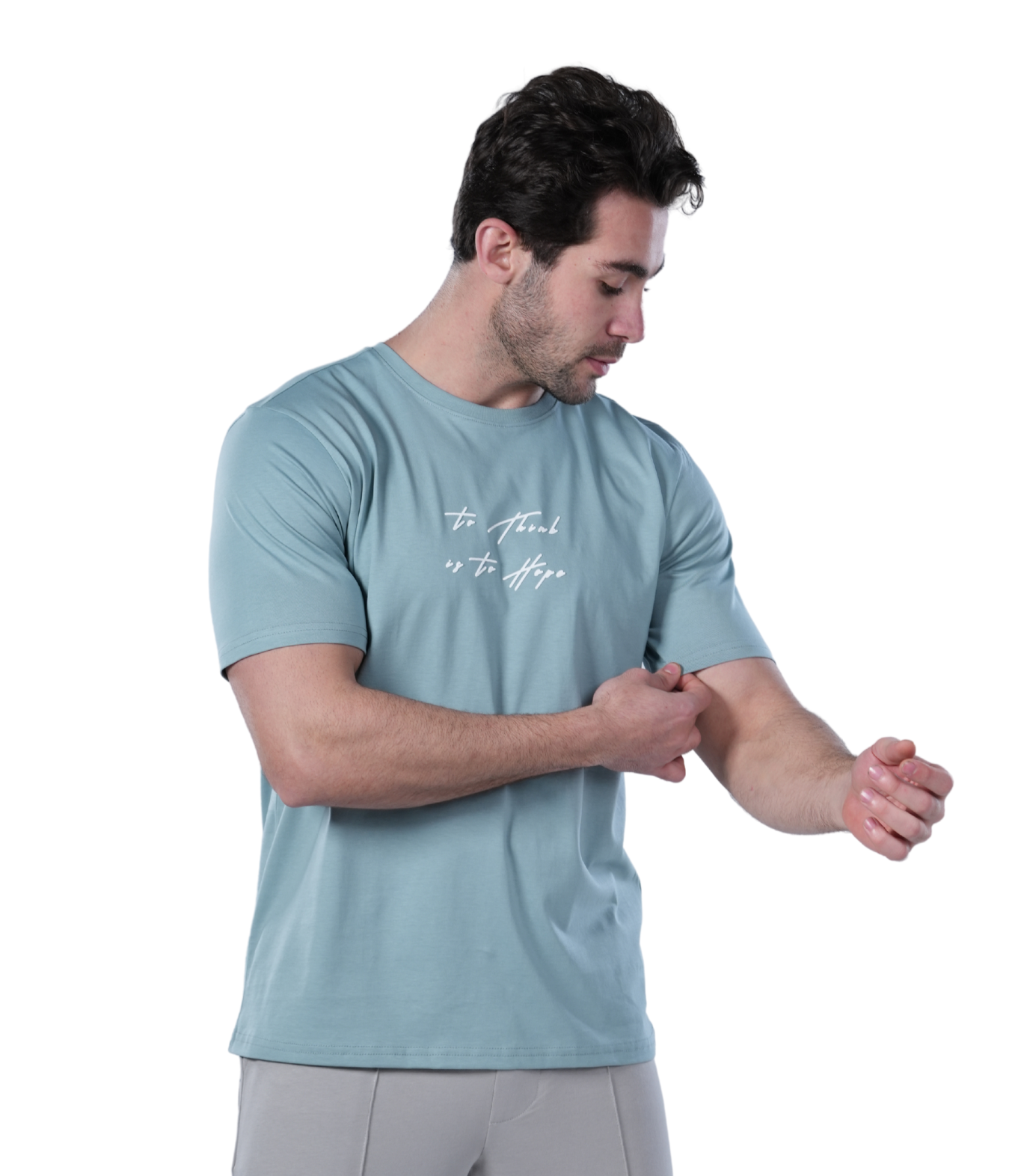 Men's Regular Fit Mint Cotton T-Shirt with Printed Design