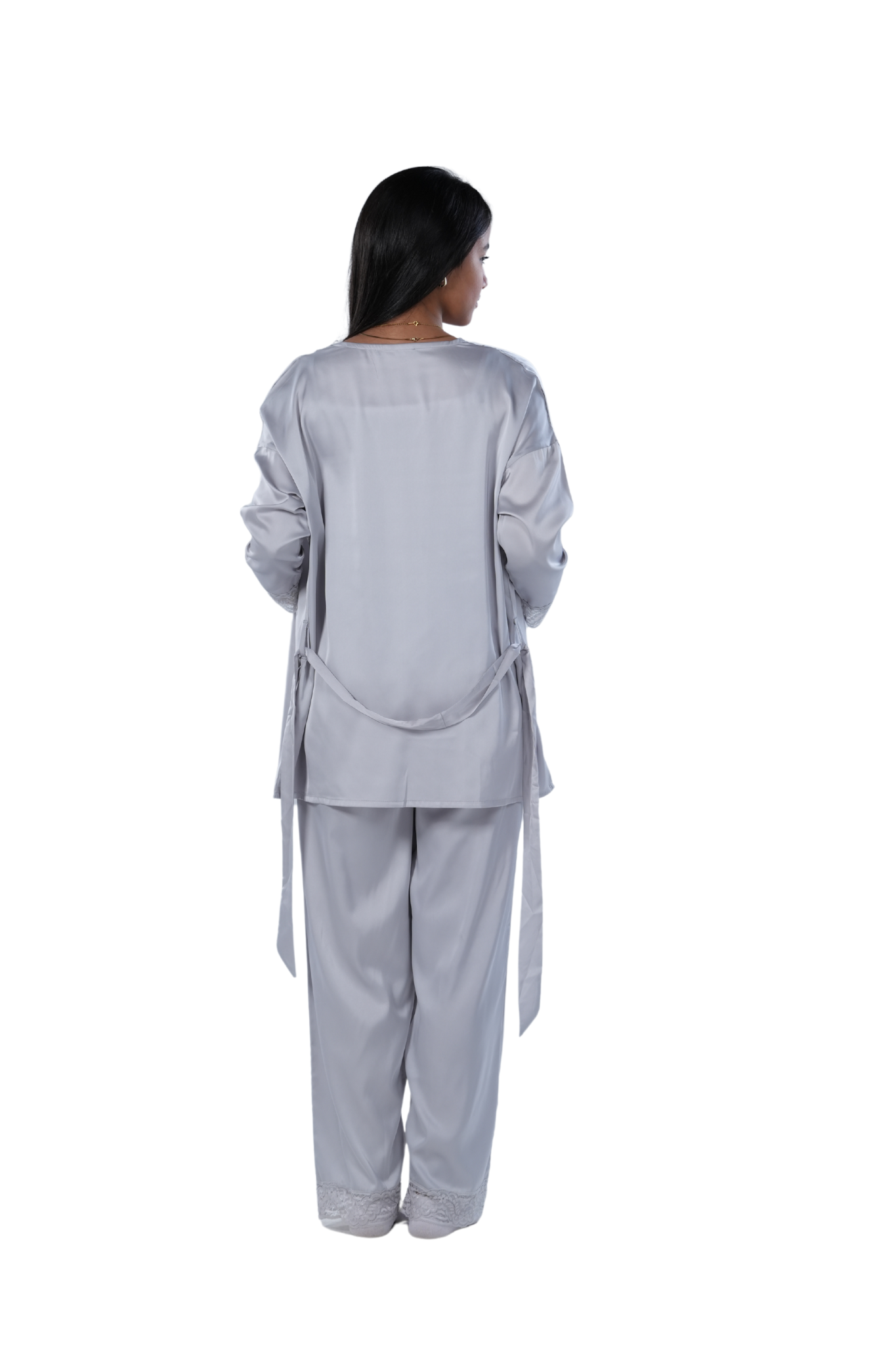 Women's 3-piece Comfort Satin pajamas -Silver