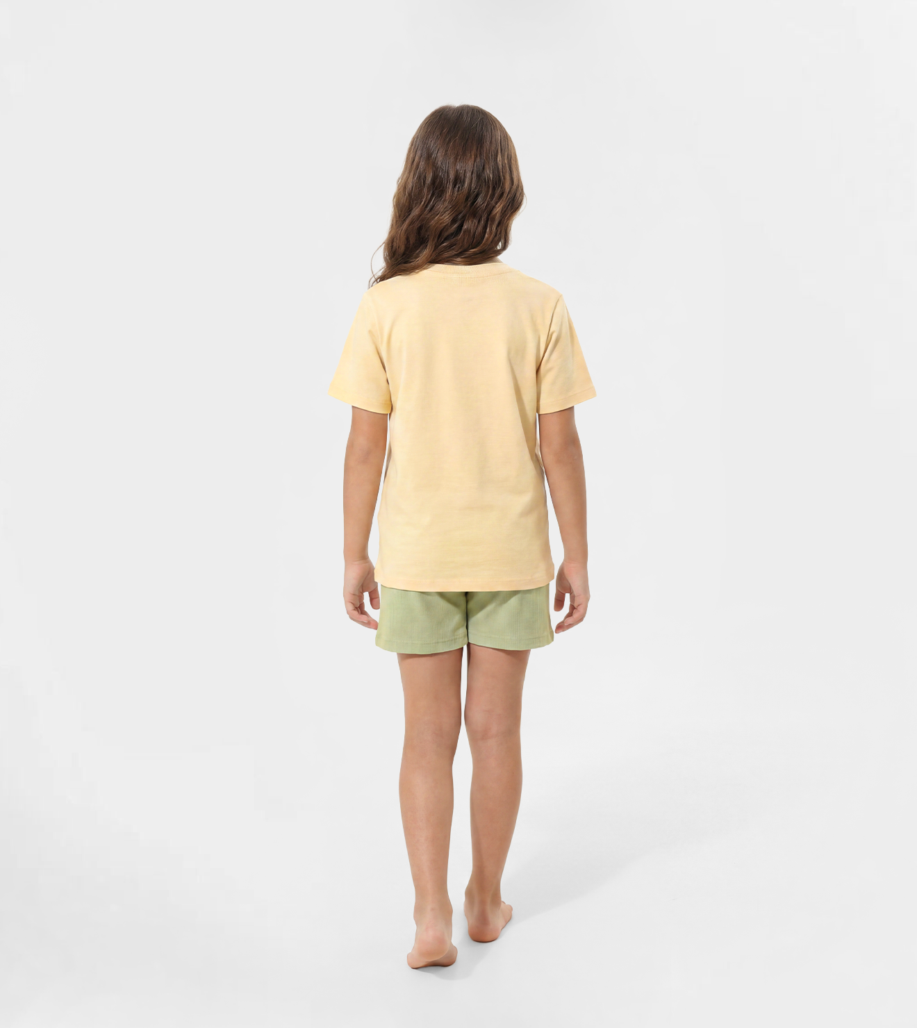 Girl Graphic T-Shirt and Green Shorts Set