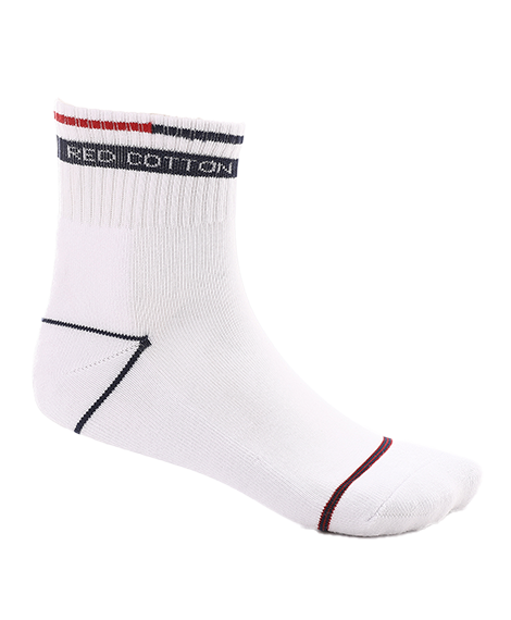 Men's Comfortable Black Crew Socks with white and navy Stripes