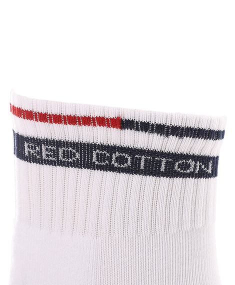 Men's Comfortable Black Crew Socks with white and navy Stripes
