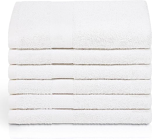 Pack of 6 - Luxurious White Cotton Bath Towels 50*70 cm