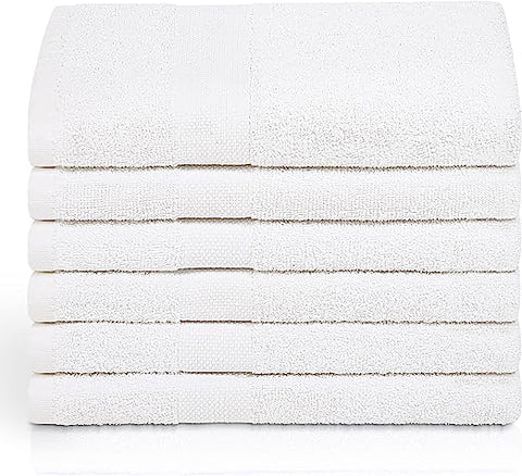 Pack of 6 - Luxurious White Cotton Bath Towels 50*70 cm