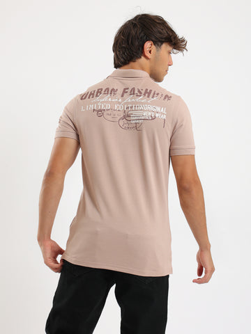 Red Cotton Printed Polo Shirt-Kashmier