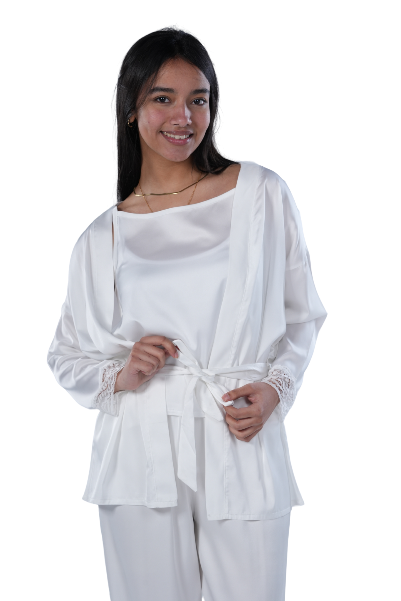 Women's 3-piece Comfort Satin pajamas -Off White