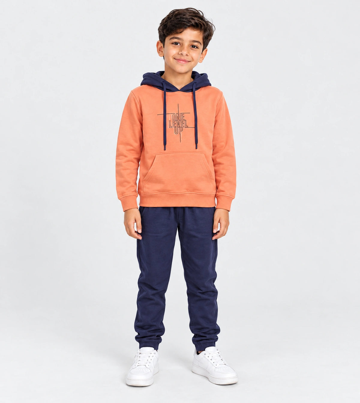 Boys’ Orange Hoodie Pajama Set | Red Cotton