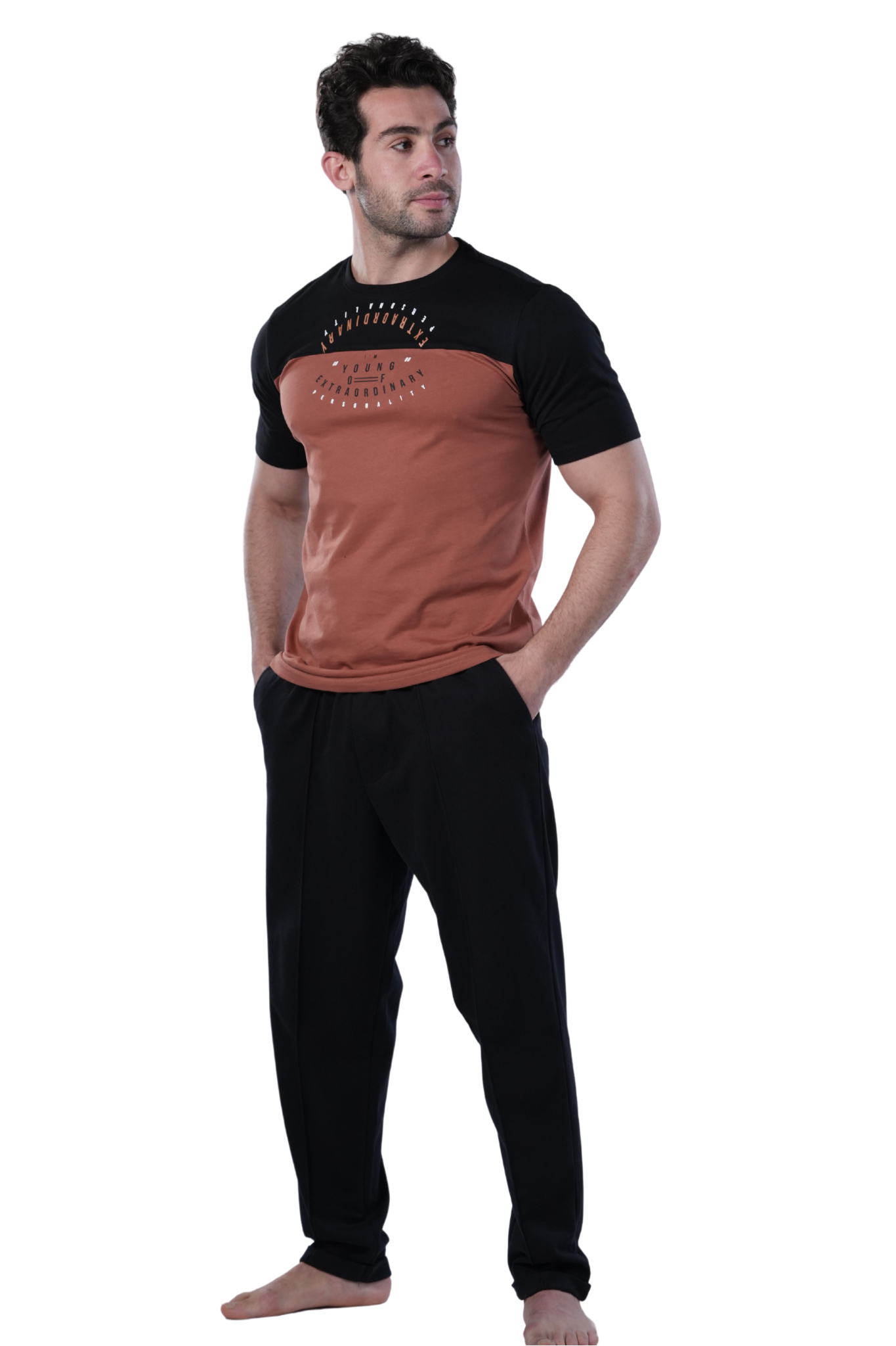 Elegant Men's Summer Pajamas With Short Sleeves, Printed - Havan