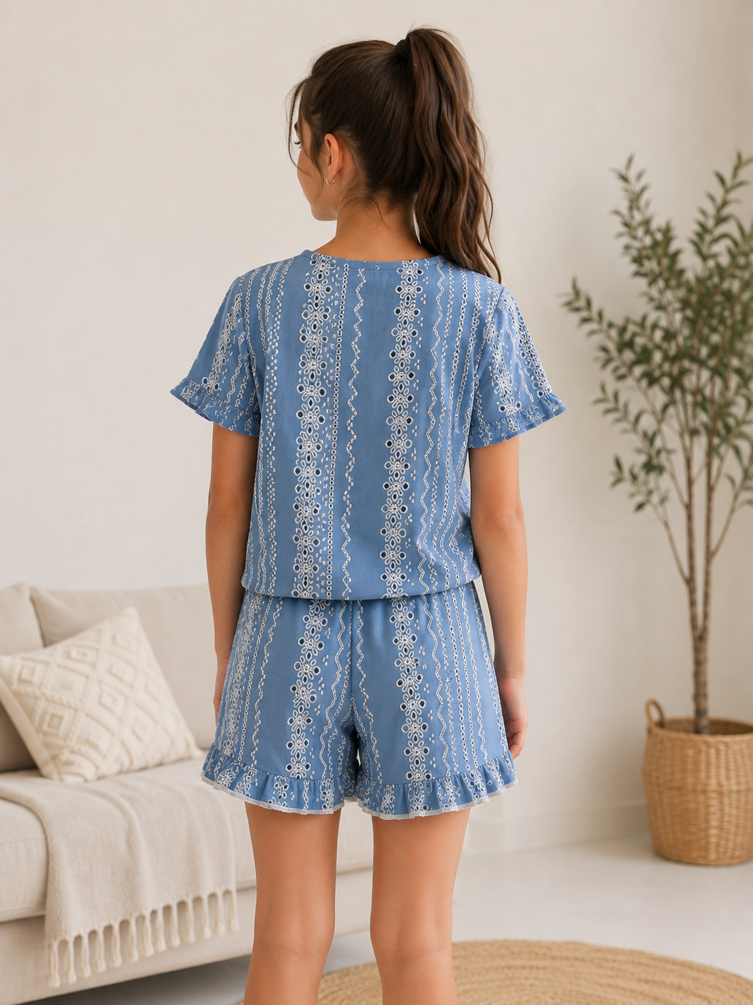 Girls' Soft Summer Pajama Set for Girls – Blue