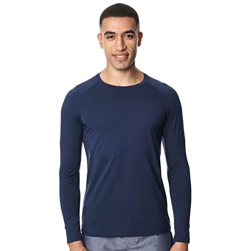 Red Cotton Men's Long Sleeve Cotton Undershirt -Navy Blue