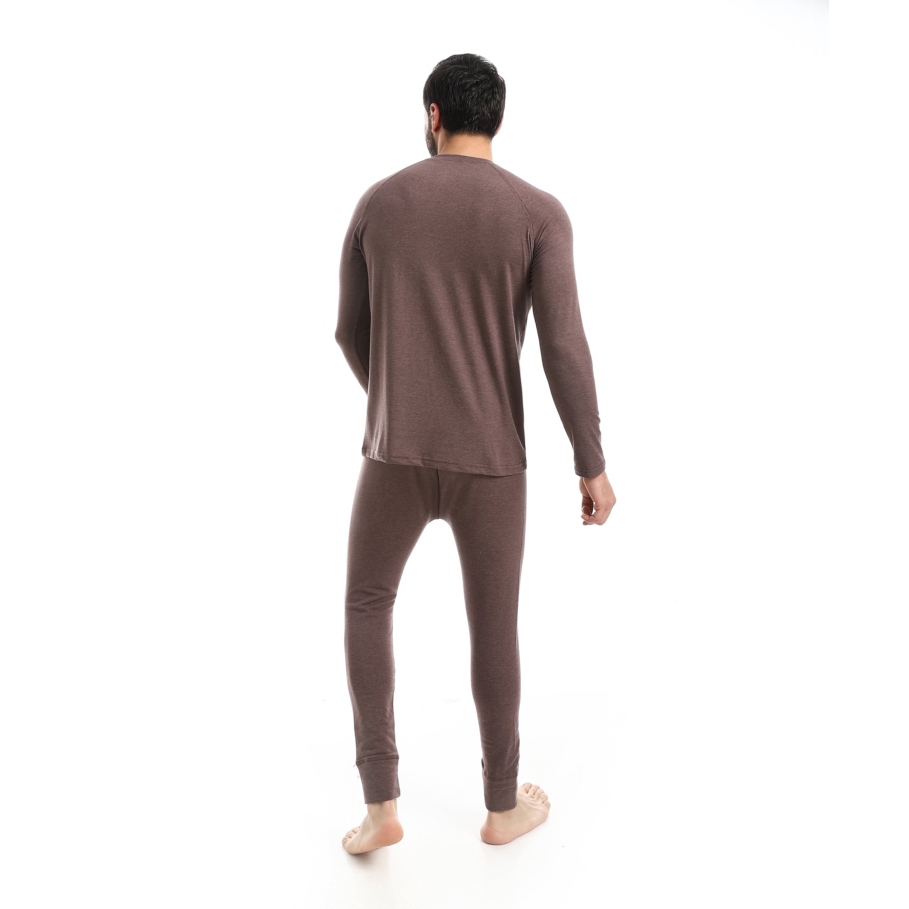 طقم حراري قطن للرجال - ابيض