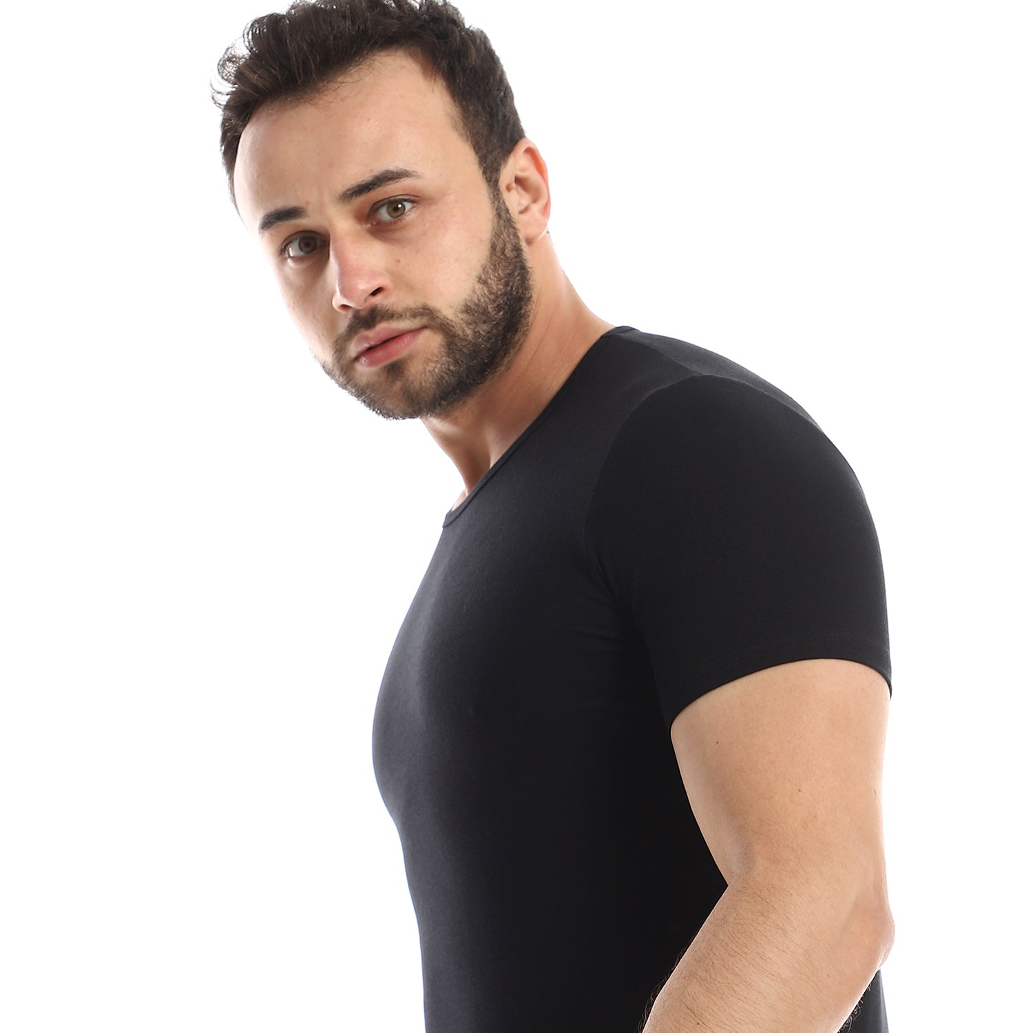 فانلة قطن كم قصير للرجال قبة دائرية - أبيض