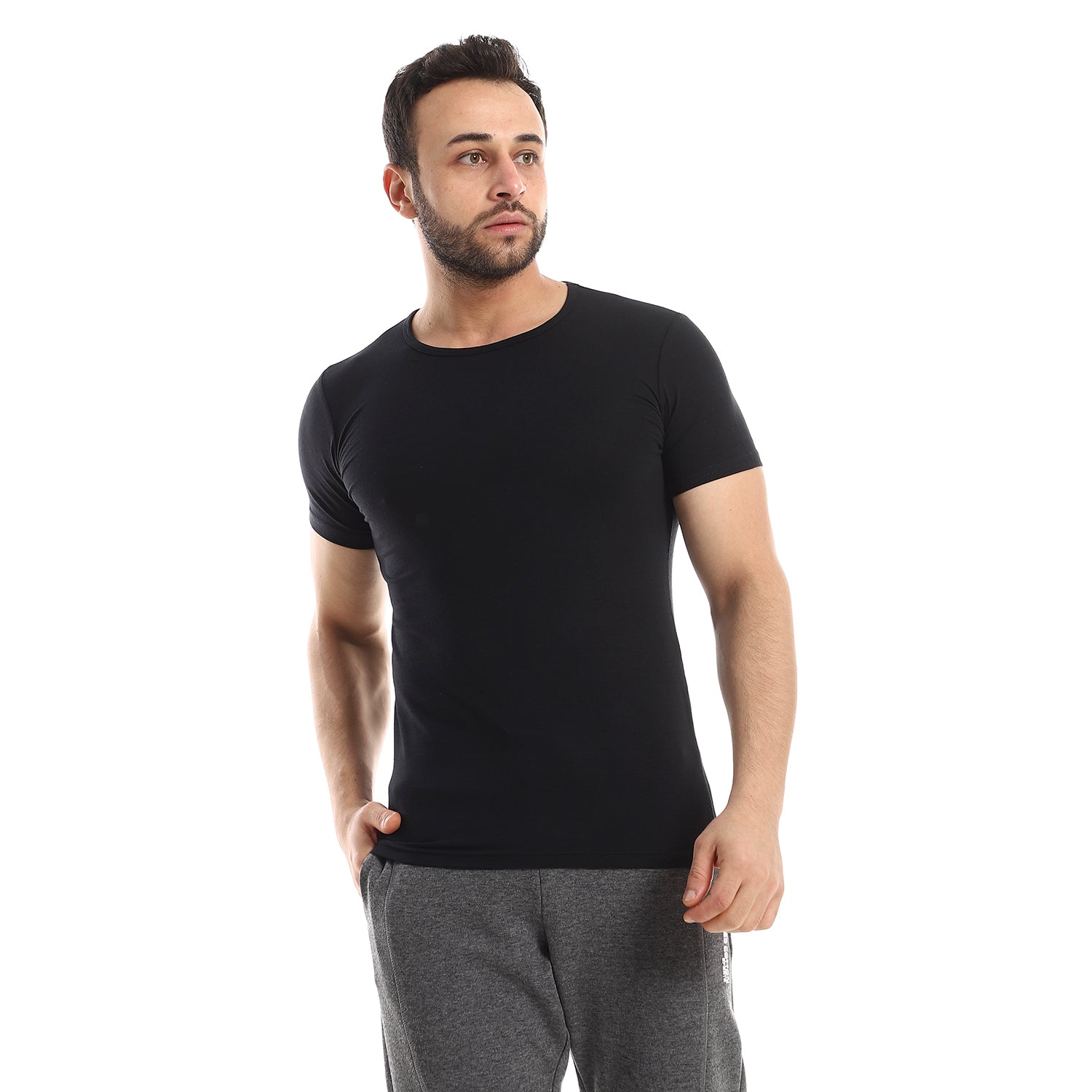 Short Sleeve Undershirt For Men Round Neck