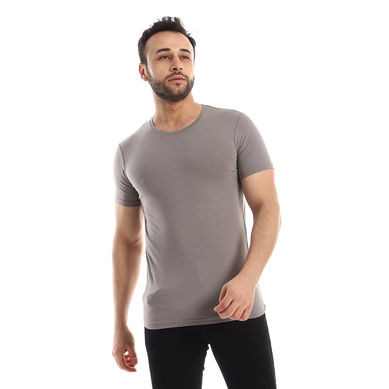 Red Cotton Short Sleeve Undershirt For Men- Round Neck, Grey