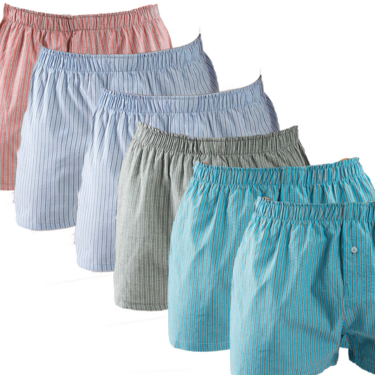 Pack Of 6 Striped Woven Boxers For Men