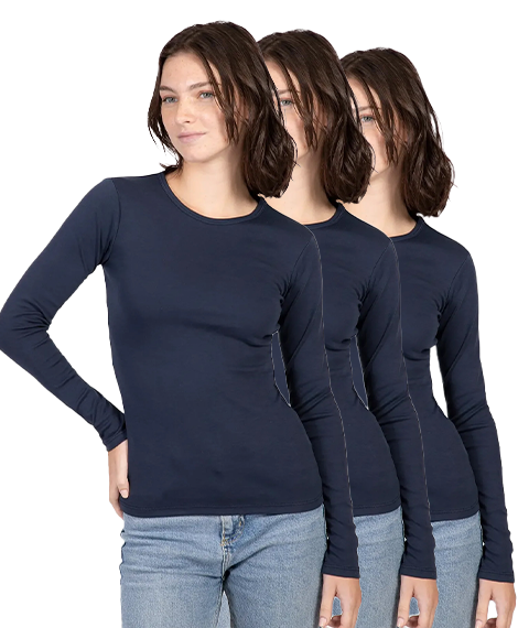 pack of 3  Undershirt for women with sleeves, (Wls01) Navy