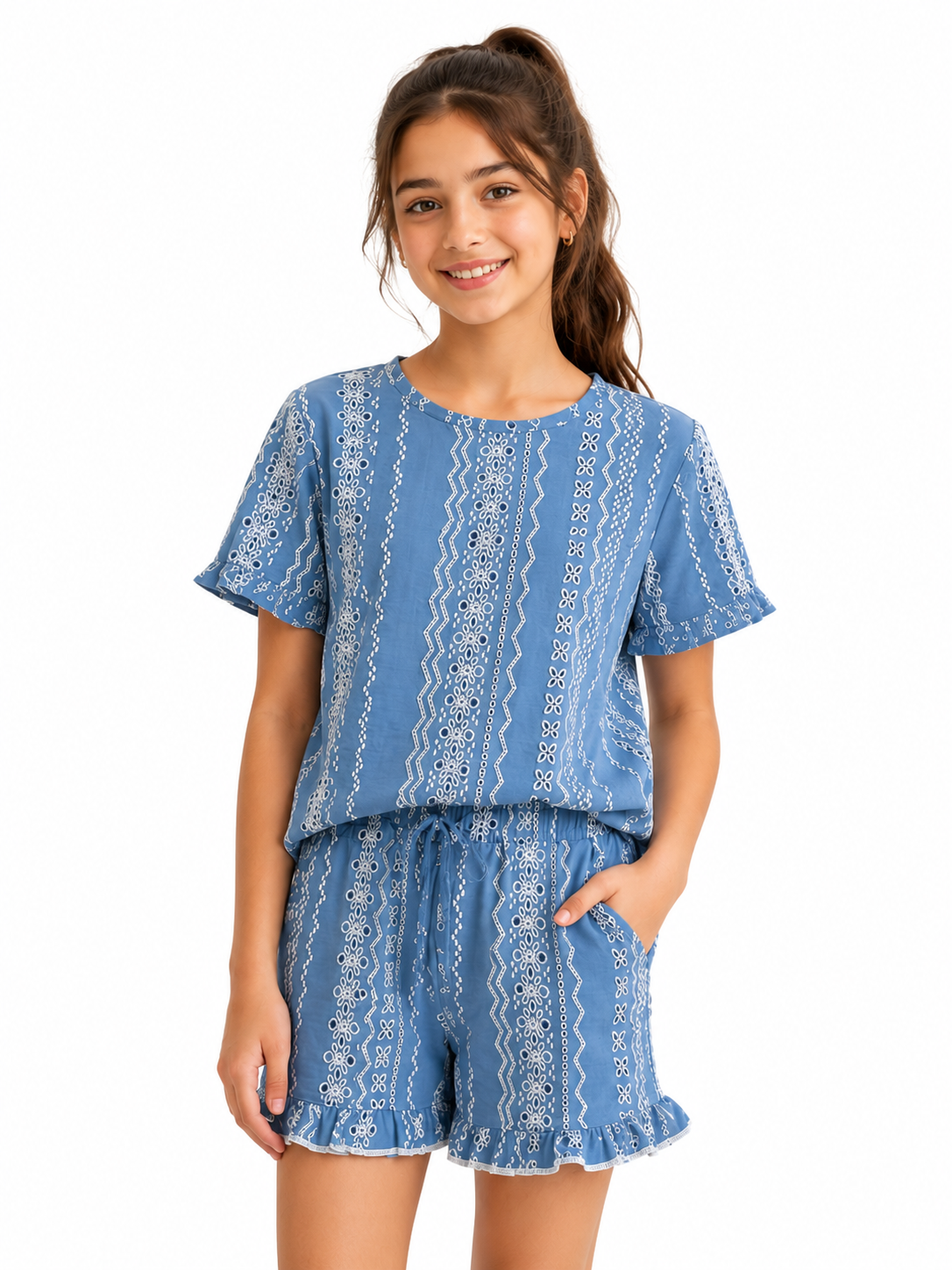 Girls' Soft Summer Pajama Set for Girls – Blue